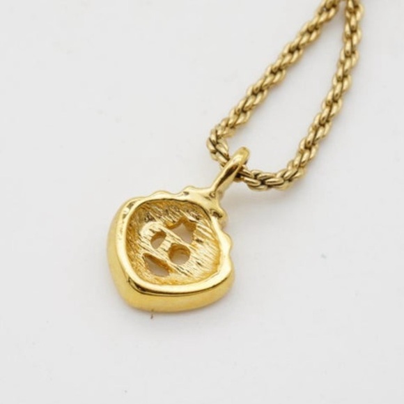 Christian Dior Necklace Vintage 1980s CD Logo Monogram Openwork Crystals Pendant - Picture 3 of 5